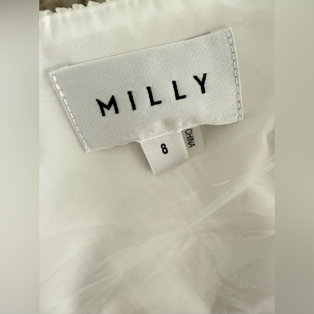 NWOT Milly Liv Long-Sleeve V-Neck Pleated Belted Mini Dress - Picture 14 of 16